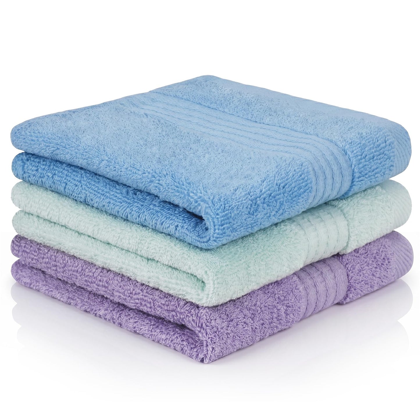 INFICRIME - Paños de lavado para cara, paquete de 3, 100% algodón, toallas faciales suaves absorbentes para rostro y cuerpo, paños de lavado de secado rápido para ducha, baño, 3 colores