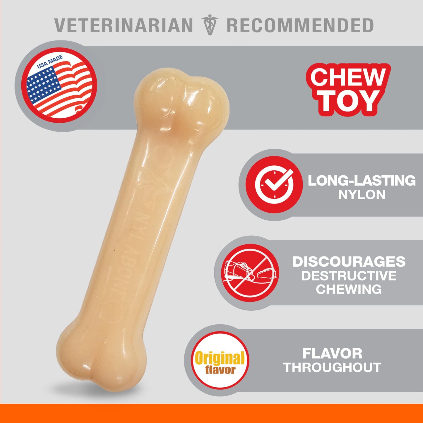 Juguete Masticable para Perros Nylabone Original Saborizado Dura Chew Regular