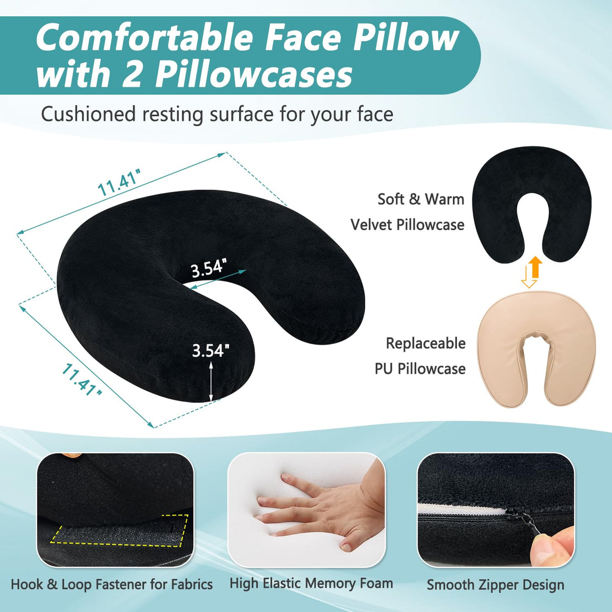 Kit de Masaje KAAMOS para Colchón en el Hogar con Reposacabezas Ajustable y Almohada Facial