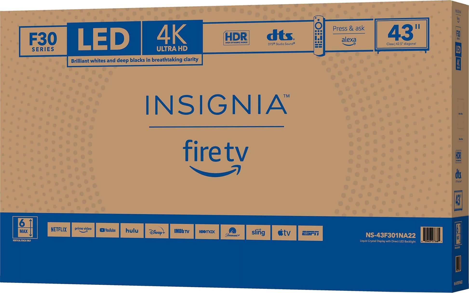 Smart TV Insignia 43 Pulgadas LED 4K UHD Fire TV Serie F30