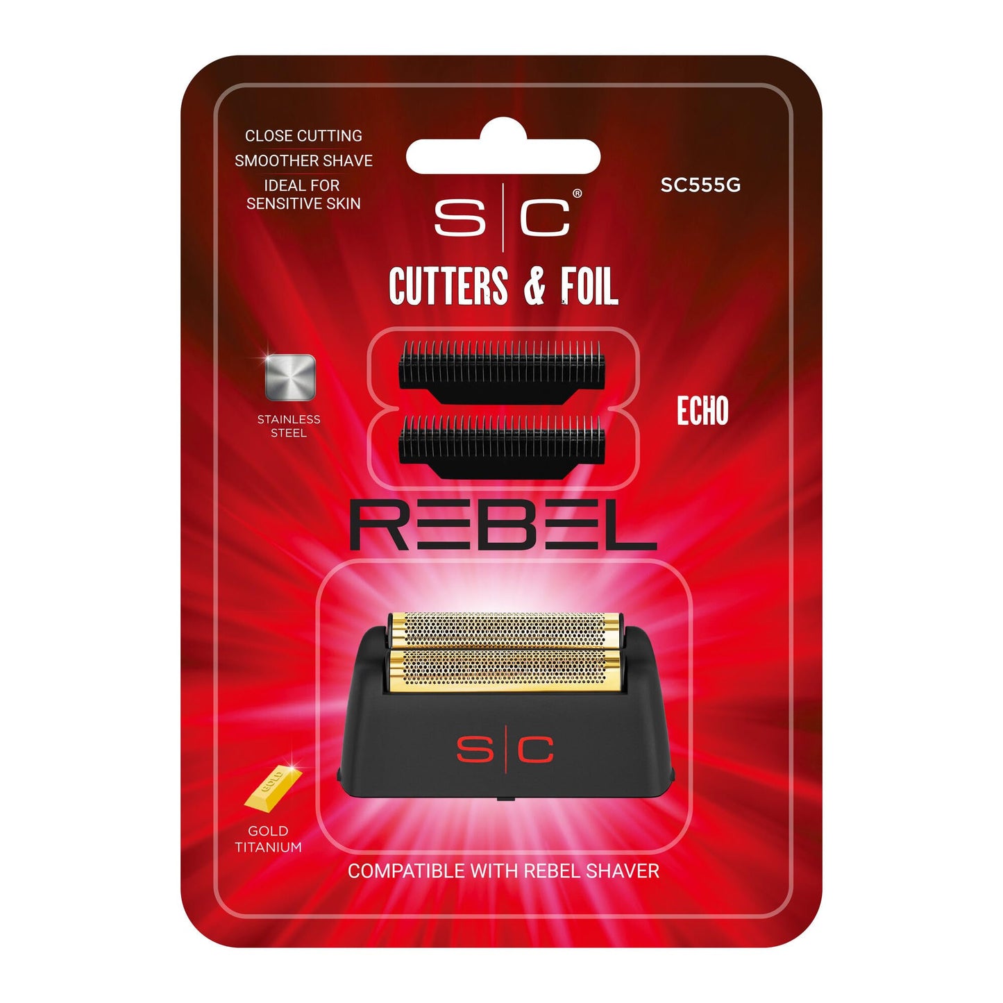 Stylecraft Cabezal De Repuesto De Lámina De Titanio Dorado Para Afeitadora Rebel Con Dos Cuchillas Echo De Acero Inoxidable