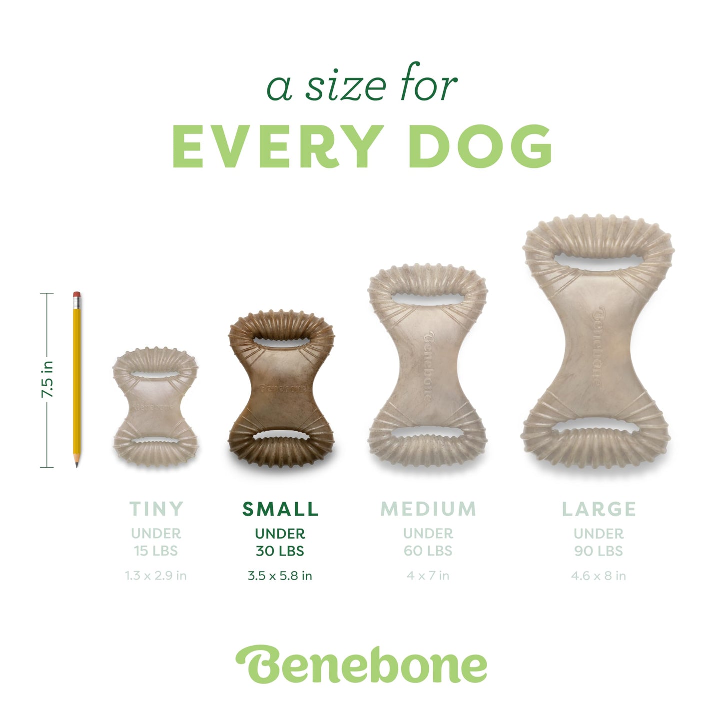 Benebone Dental Dog Chew Toy for Aggressive Chewers, Long Lasting, Made in USA, Small, Real Peanut Flavor