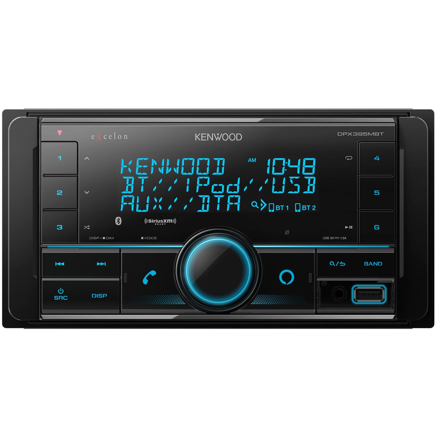 KENWOOD DPX395MBT Receptor multimedia digital doble DIN en el tablero con Bluetooth (no reproduce CDs) Receptor estéreo para coche Listo para Alexa - Negro