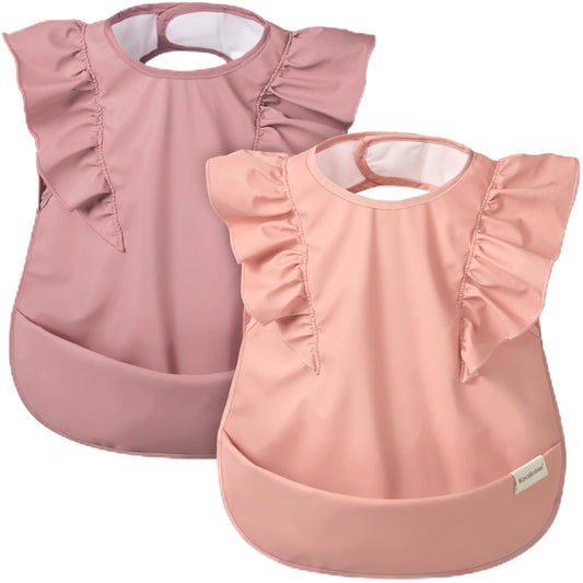 Baberos Impermeables KeaBabies Rosa y Azul, Ligeros y Grandes para Bebé niña y Niño