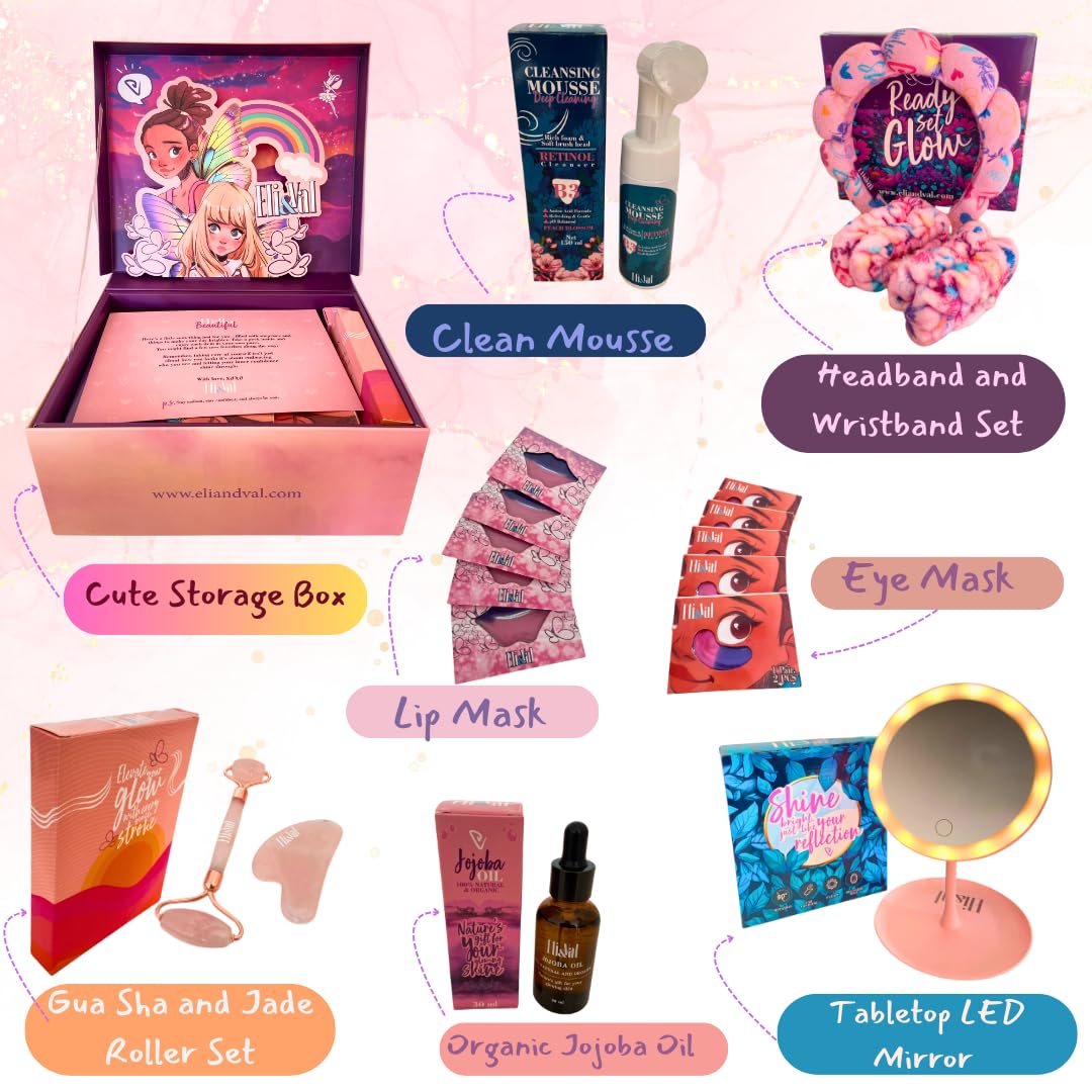 Caja de Regalo para Preadolescentes – Canasta de Regalos para Adolescentes – Kit de Spa para Niñas Adolescentes con Esenciales de Cuidado de la Piel y Autocuidado – Regalo de Cumpleaños o de
