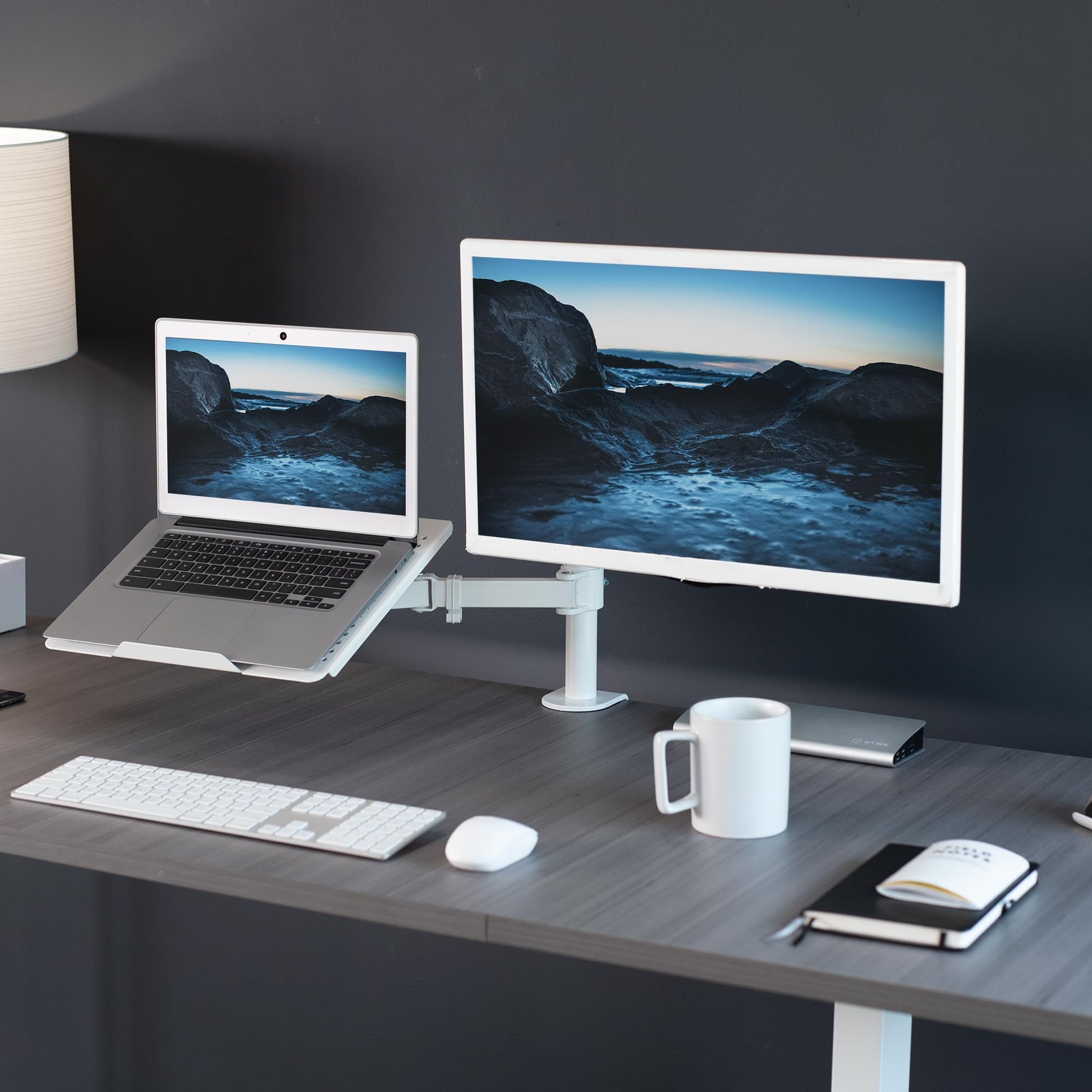 Conjunto de Soporte para Monitor VIVO Blanco totalmente Ajustable para Computadora Individual