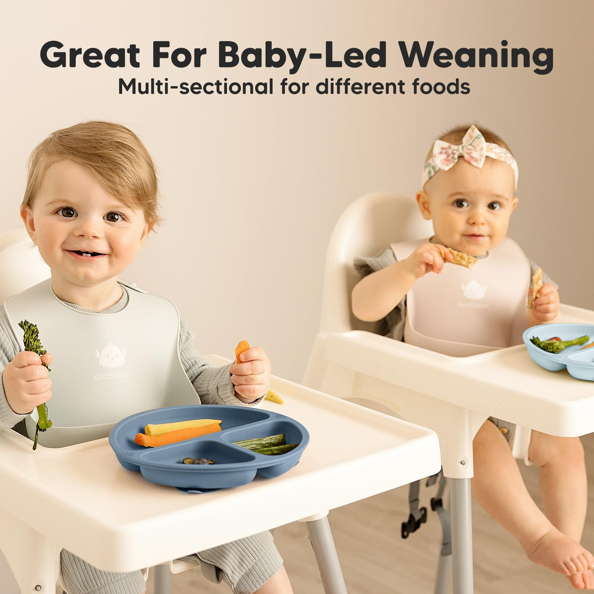 KeaBabies - Placas de succión para bebé, niño, 3 unidades, silicona sin BPA