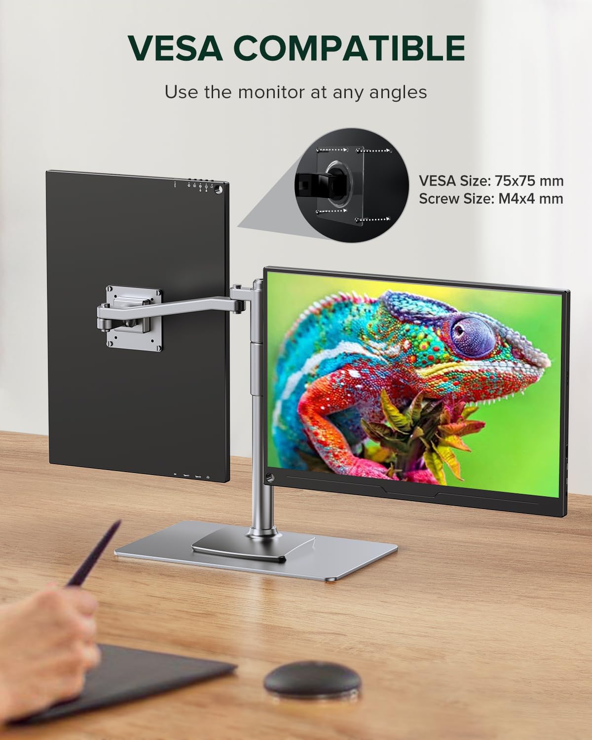 UPERFECT Monitor portátil QLED de 2.5 K, monitor portátil QHD de 16 pulgadas, 2560 x 1600, HDR FreeSync para portátil con VESA y funda inteligente para cuidado de los ojos mate, segunda visualización