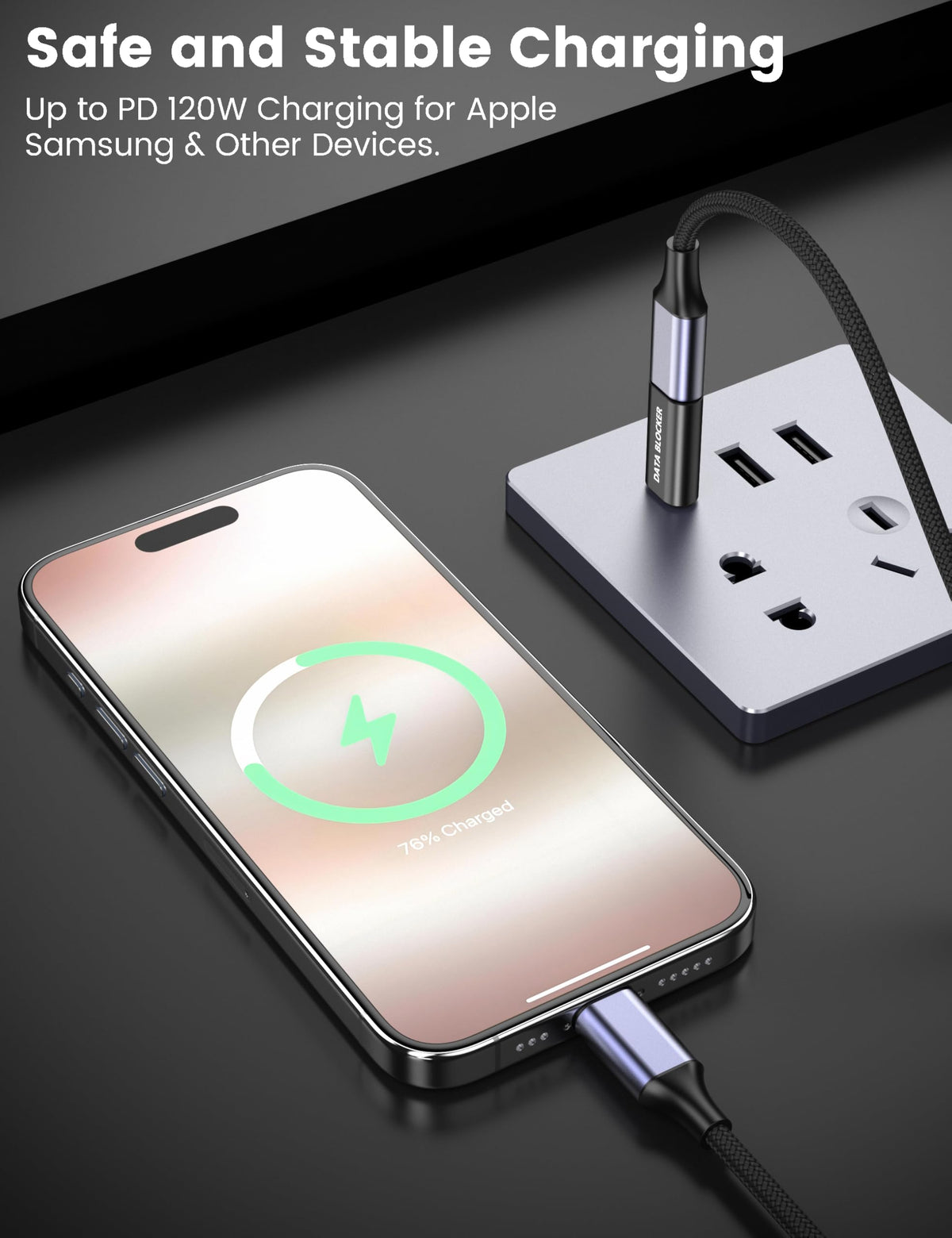 Adaptadores de Bloqueo de Datos USB-C a USB-C para iPhone y Android, Paquete de 5
