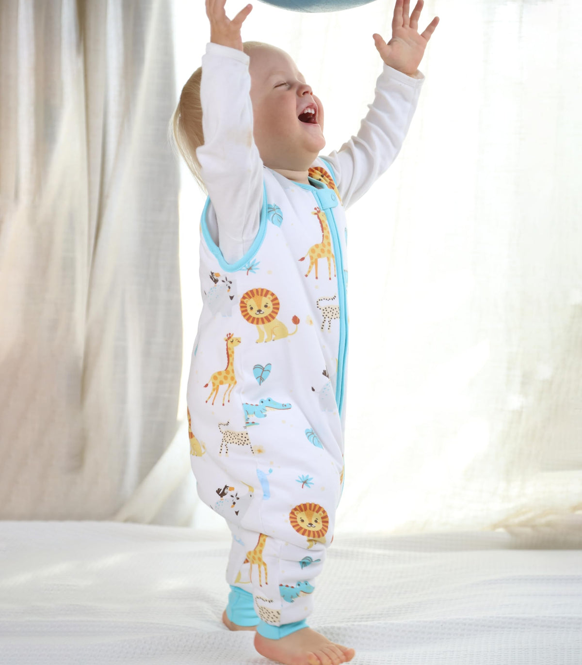 Mama Cheetah Saco de Dormir para Niños Pequeños con Pies, 0.5 TOG Mantas Portátiles de Algodón Orgánico para Bebés con Piernas, Saco de Dormir para Bebés que Caminan, Caminante Temprano 6-18 Meses