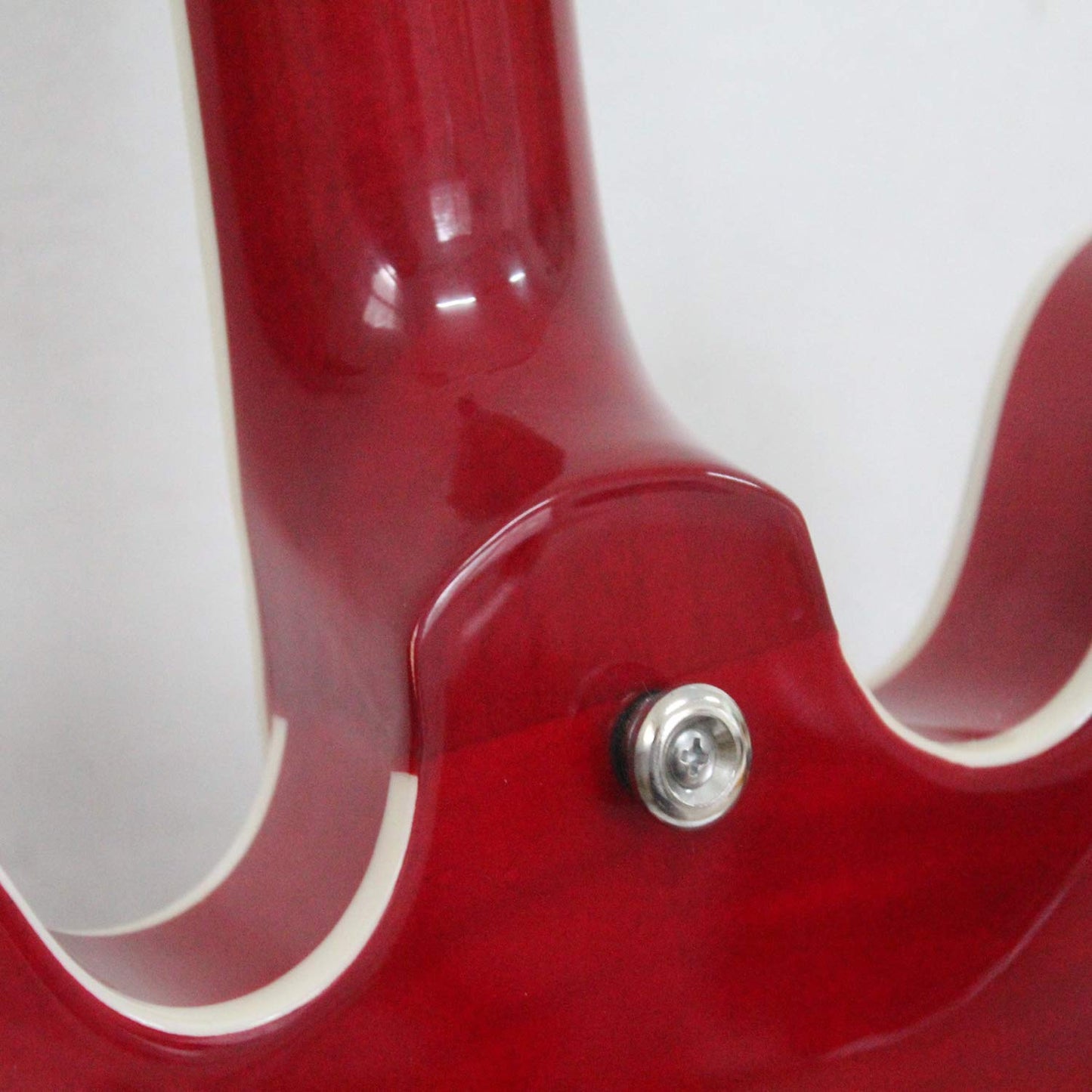 Musoo Guitarra eléctrica de jazz estilo 335, cuerpo semihueco con parte superior de arce flameado, herrajes cromados