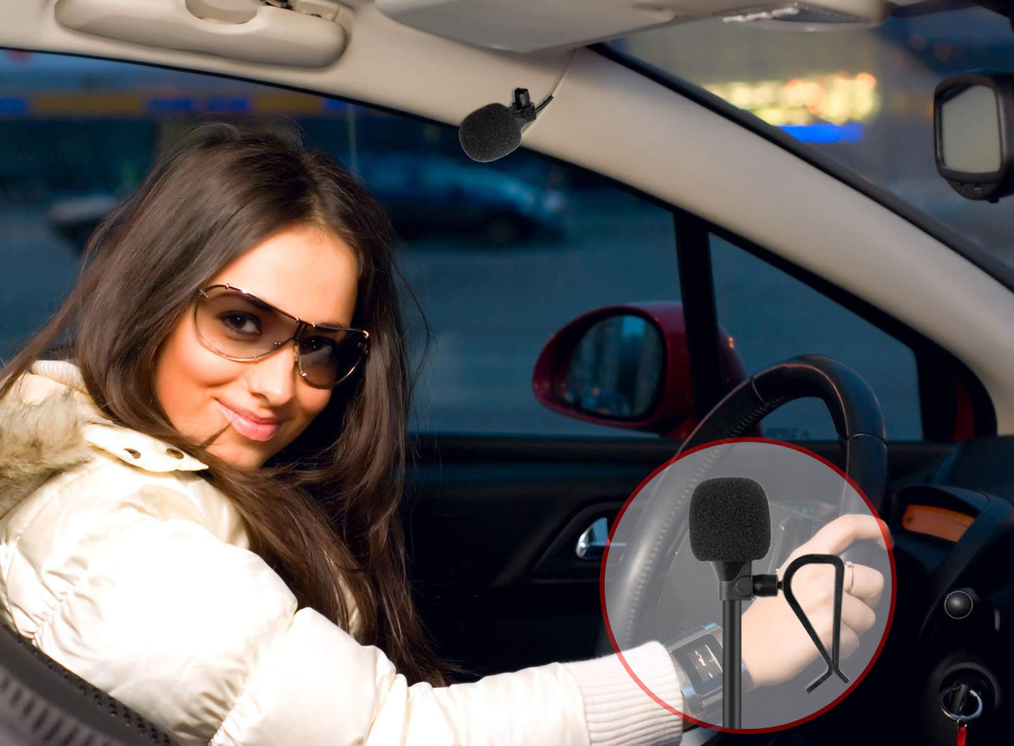 Weishan - Micrófono de coche de 3,5 mm de 15 pies de repuesto para Boss JVC Sony Pioneer unidad principal de vehículo habilitada para radio estéreo CD GPS DVD con adaptador de 2,5 mm