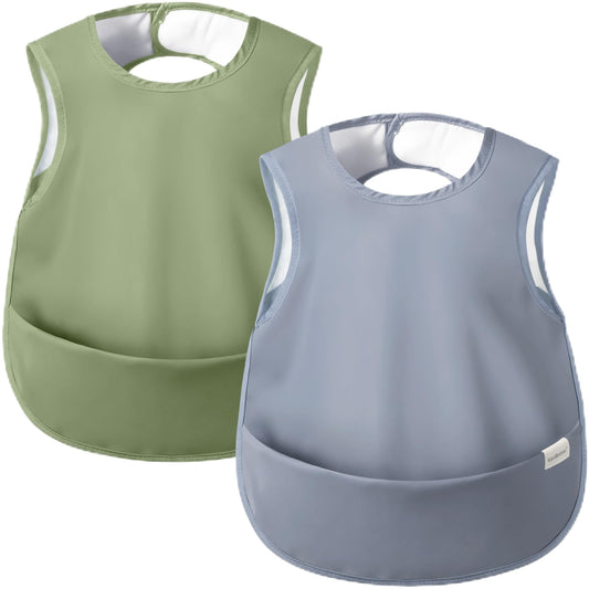 Baberos Impermeables KeaBabies Rosa y Azul Colector de Alimentos para Bebé Niña y Niño