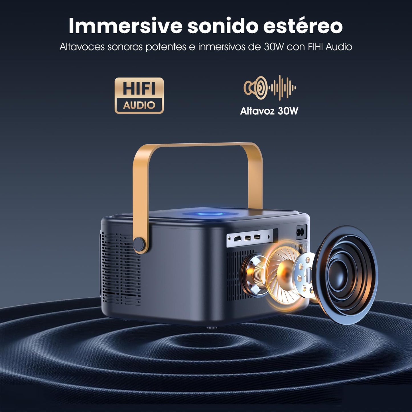 Proyector AOSO 4K Pro Blanco con WiFi 6 y Bluetooth 5.2 para Cine en Casa