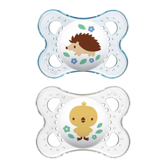 MAM Clear Orthodontic Pacifier, Bebé, 0-6 Meses, 2 piezas, colores surtidos