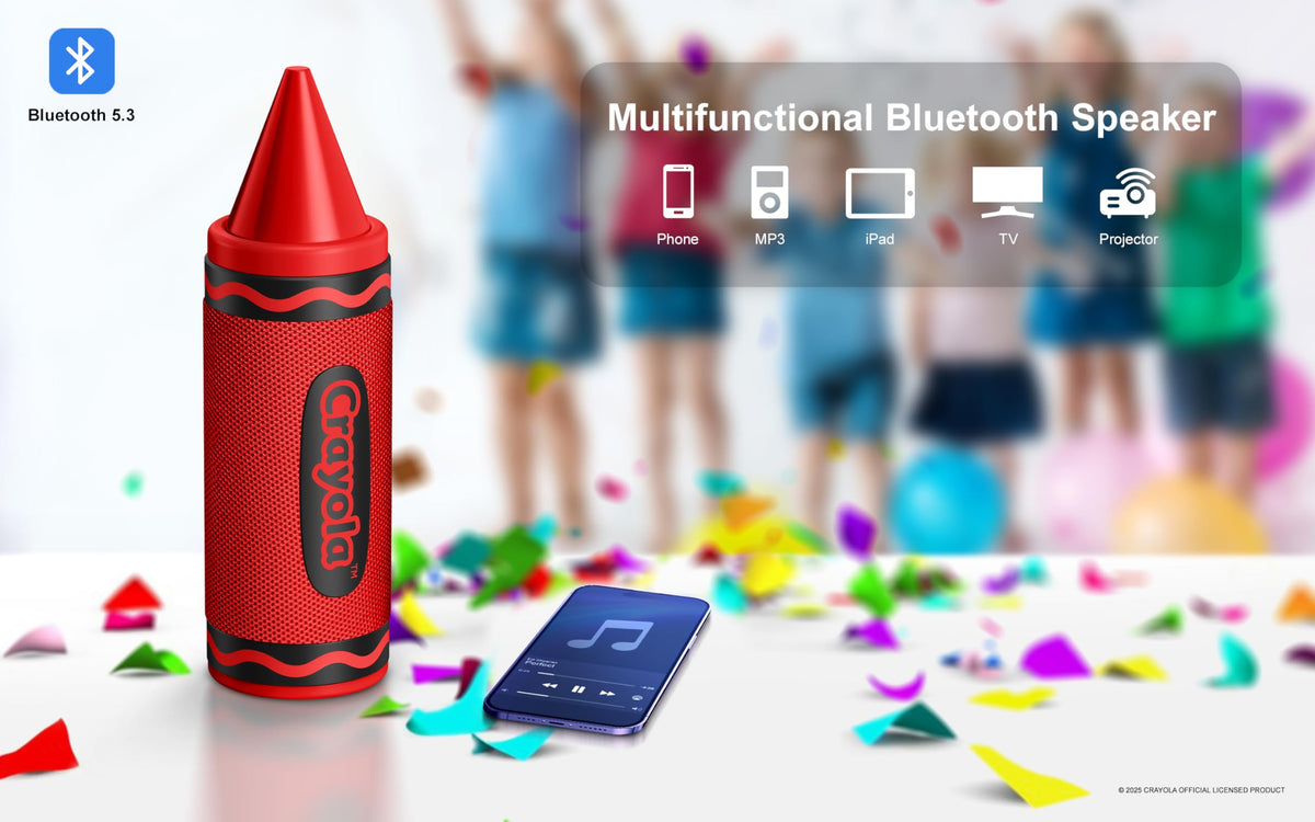 Bocina Bluetooth Crayola Inalámbrica Portátil 20W Sonido HD para Niños