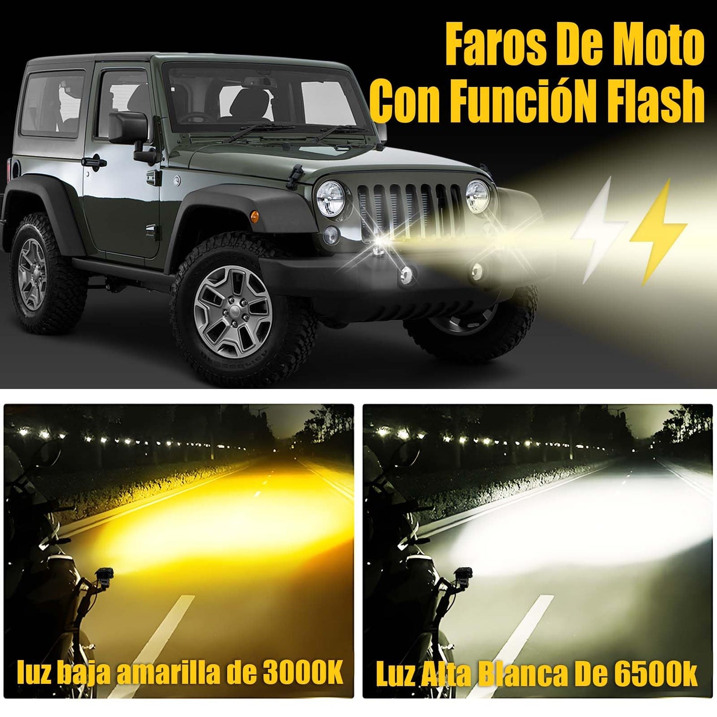 AUTOFAST 65w Luces para Moto, 6500k 8000LM Faros Auxiliares Para Moto,Luz Antiniebla Motocicleta, Exploradoras Para Moto, Faro Led Para Moto Con Lente,Faros De Intermitentes para moto - 2pcs