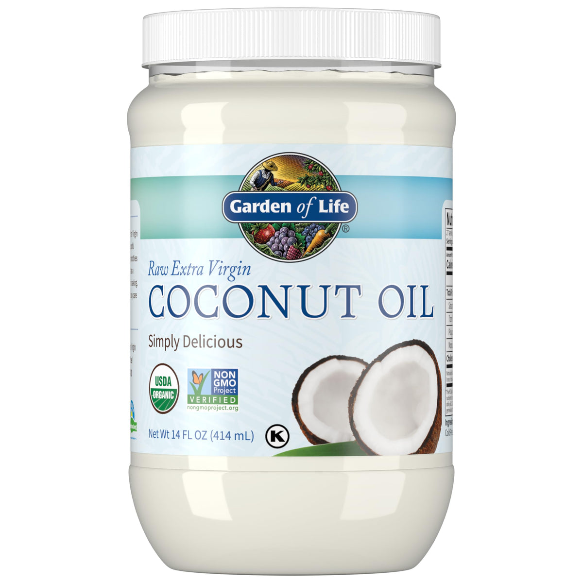 Garden of Life Organic Extra Virgin Coconut Oil - Unrefined Cold Pressed Coconut Oil for Hair, Skin and Cooking, 14 Ounce