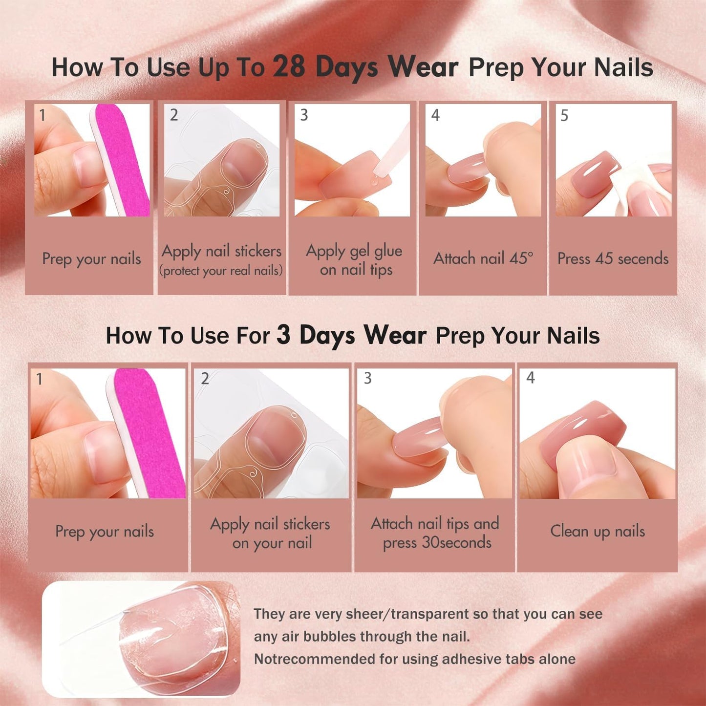 JOYVVEW Uñas postizas Ombre Press on Nails cortas cuadradas, uñas postizas lila degradadas esmaltadas con pegamento para uso diario de mujeres, uñas postizas francesas gruesas reutilizables de color r