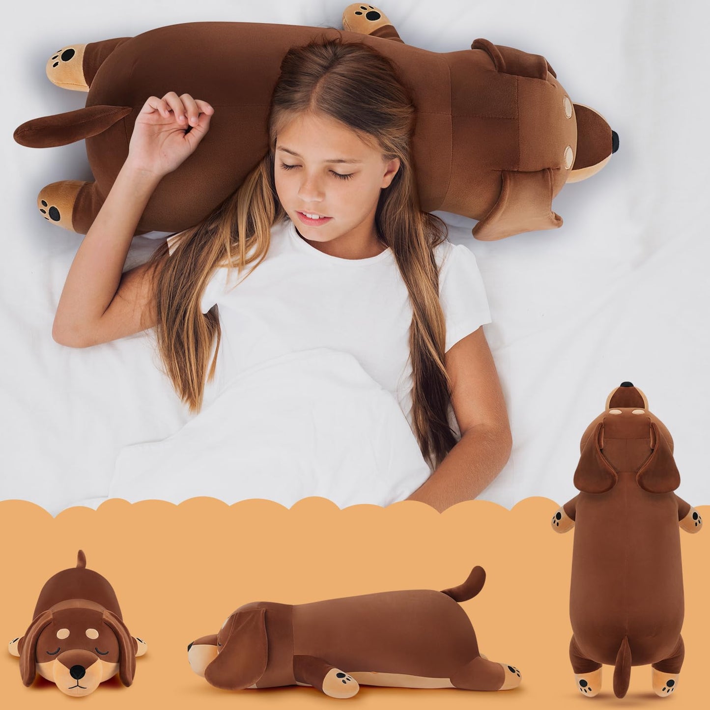 Juguete de peluche gigante de 30 pulgadas para perro salchicha, peluche de peluche Weiner, juguete de peluche grande para dormir, lindo animal de peluche para perro Weiner, regalos de cumpleaños para
