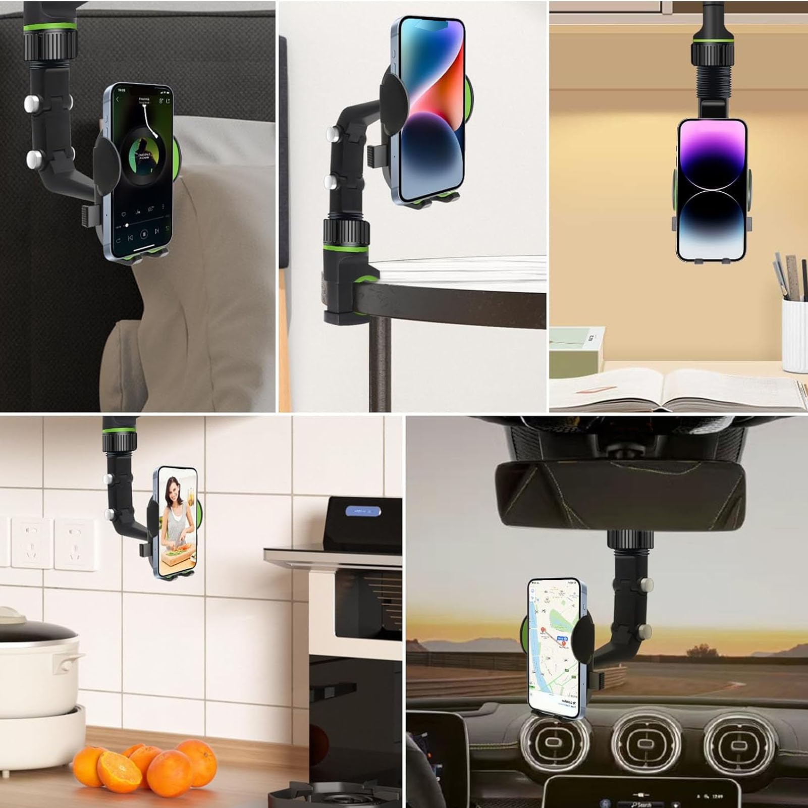 Gugxiom Soporte para Teléfono con Espejo Retrovisor, Soporte para Celular Automóvil con Rotación de 360 ° y Retráctil, Soporte para Teléfono con Espejo para Auto, Automovil