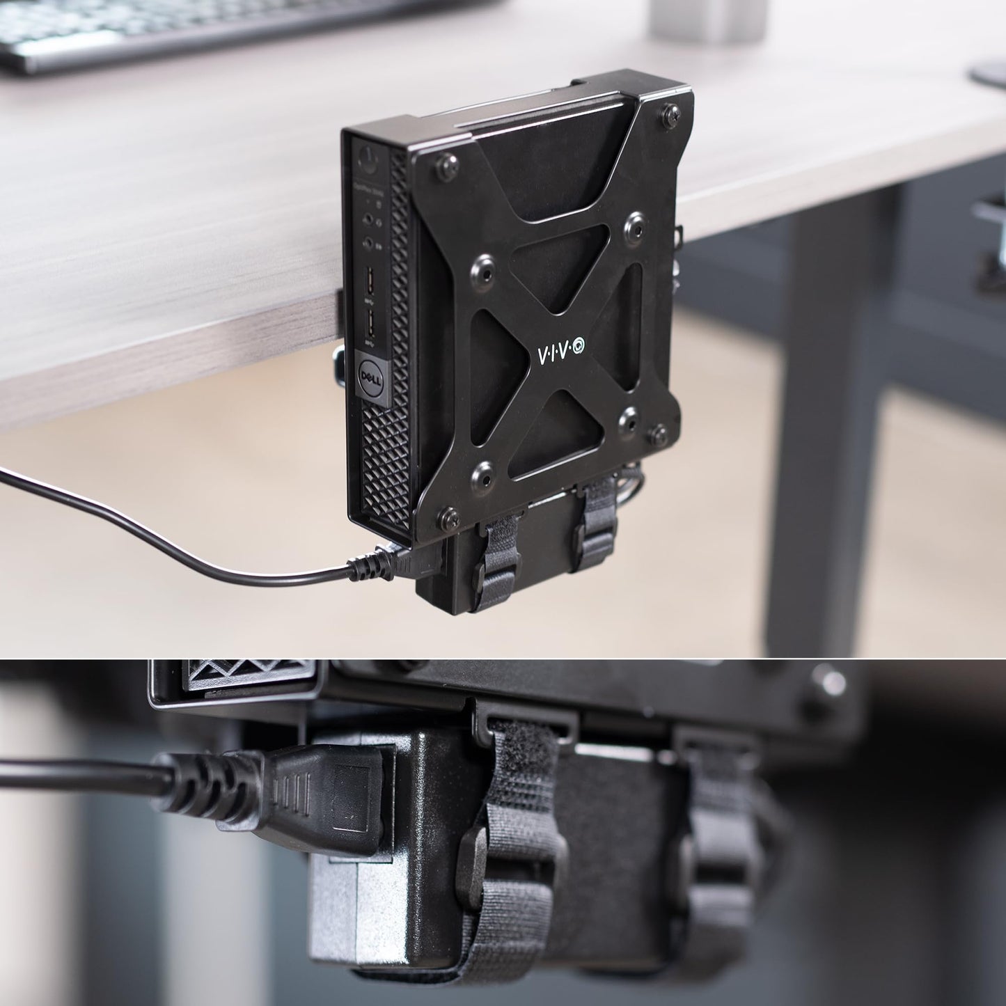 Soporte VESA para Monitor VIVO Negro con Abrazadera, Diseñado para Dell OptiPlex Micro CPU