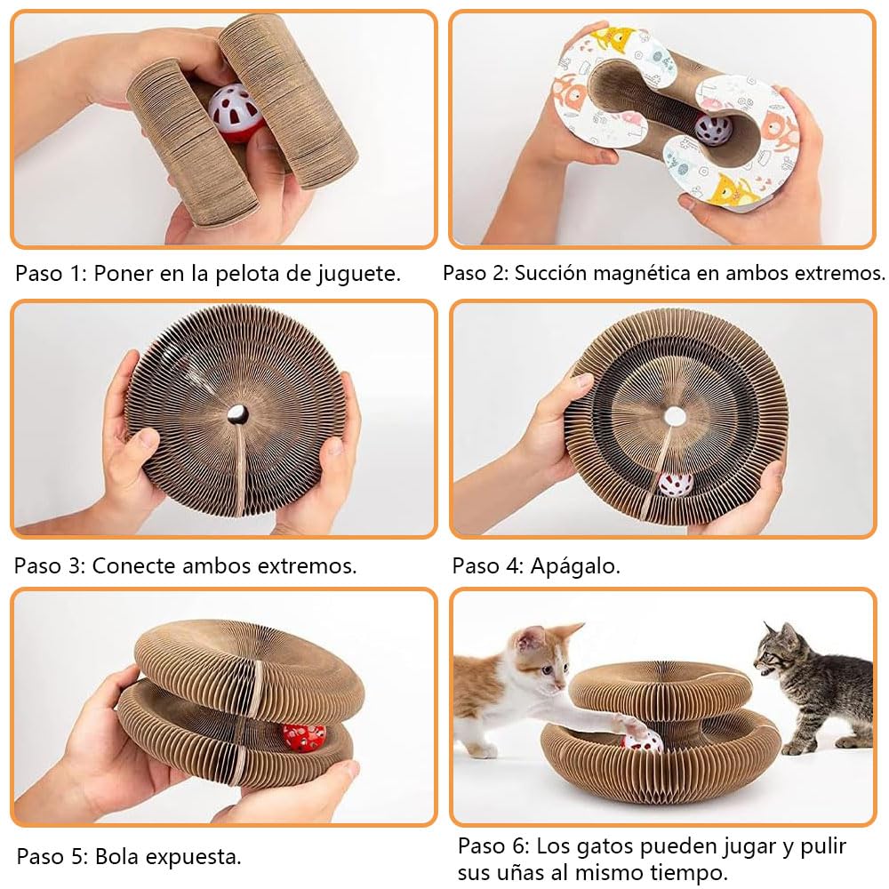 Magic Organ Tabla Rascadora para Gatos - 2 PCS Rascador para Gatos, Tabla Rascadora Plegable para Gatos, Tabla Rascadora para Gatos, con Pelota Juguete, Jugete para Gatos Rascadores Interactivos