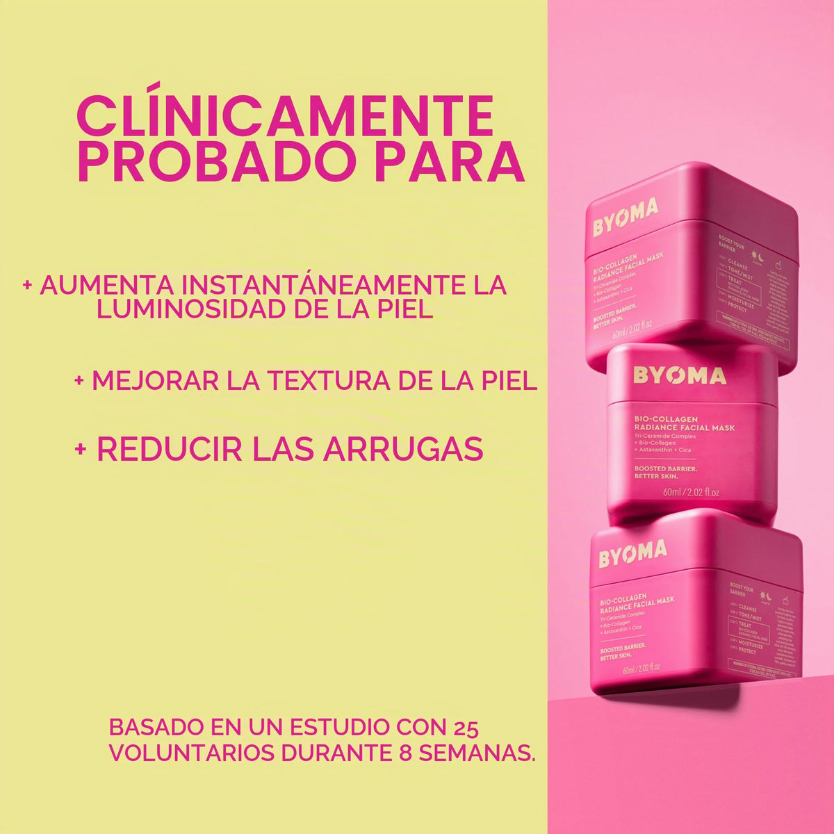 Byoma Máscara Facial Bio-collagen Radiance, Máscara de Lámina Líquida Transformadora, Resplandor Instantáneo, Mejora Elasticidad, Reduce Arrugas