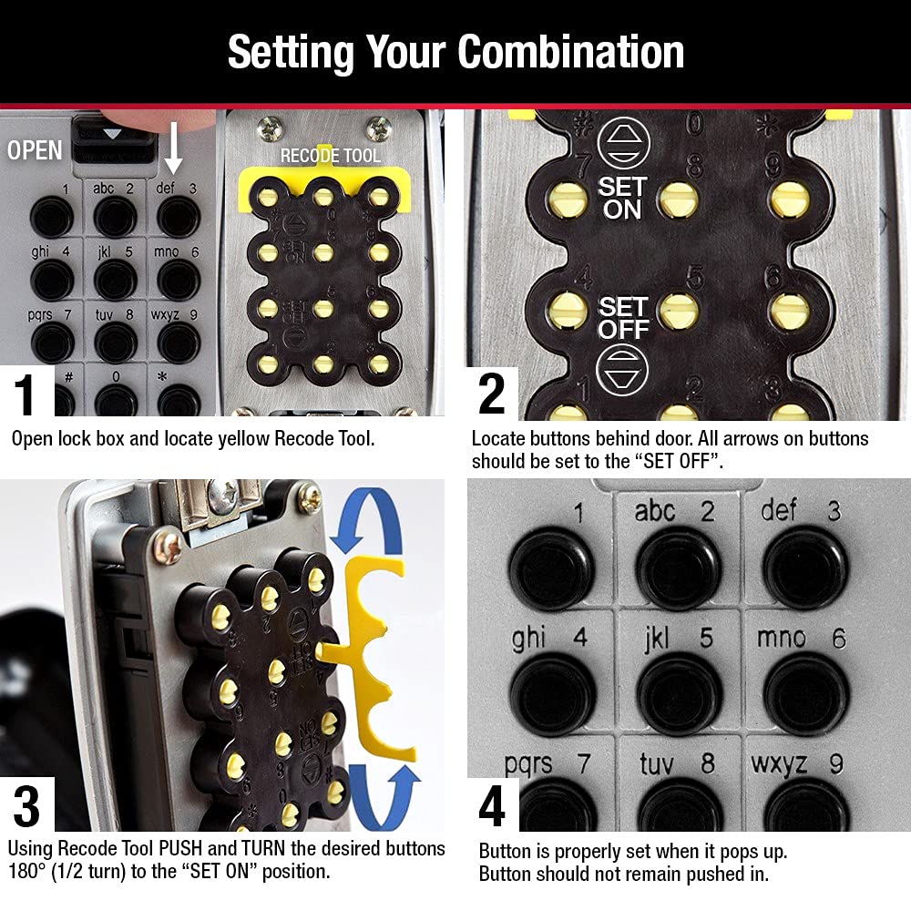 Caja de Seguridad Master Lock Negro Portátil con Botón de Combinación Personalizable