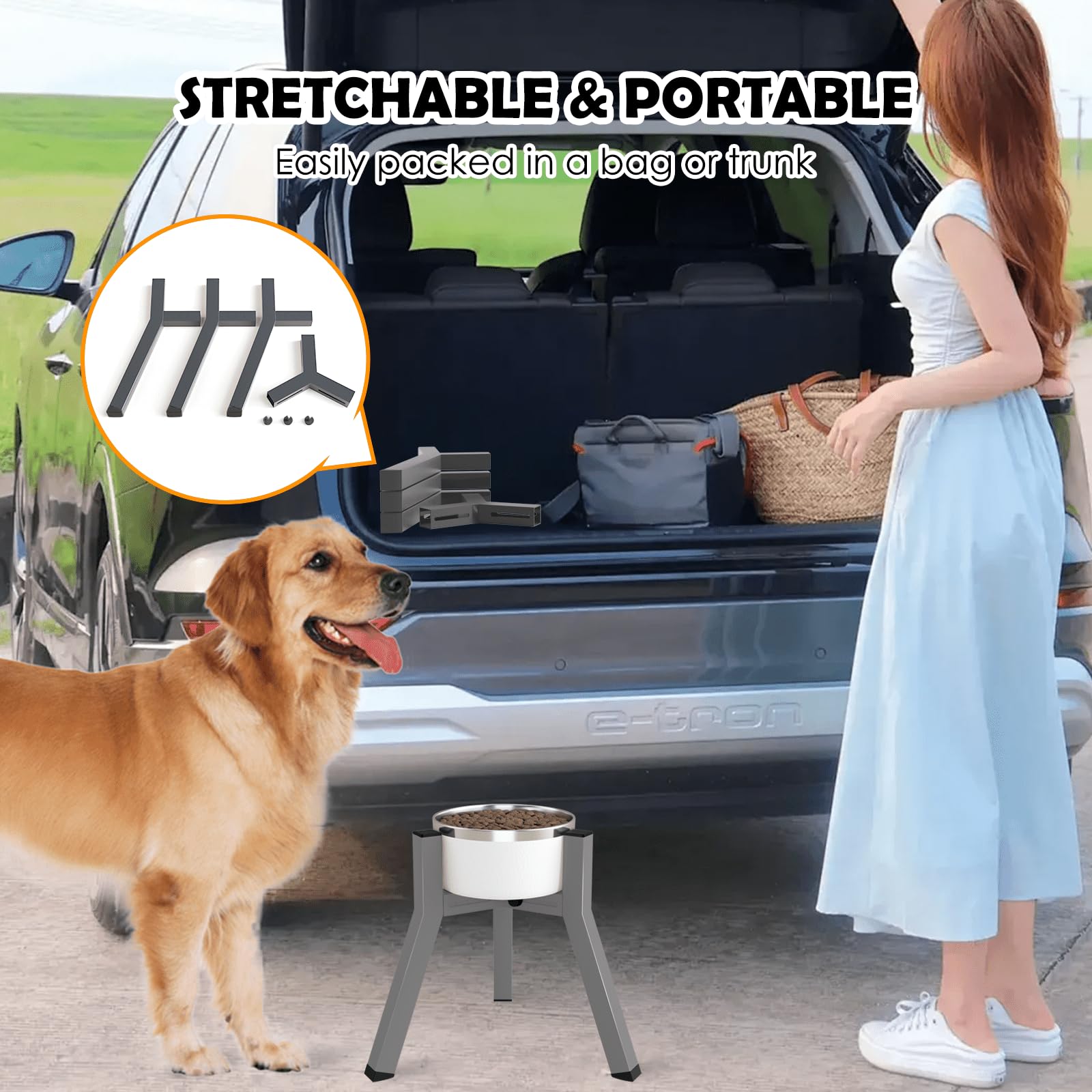 Soporte Elevado para Cuencos para Perros Medianos y Grandes TIDANT Ancho Ajustable