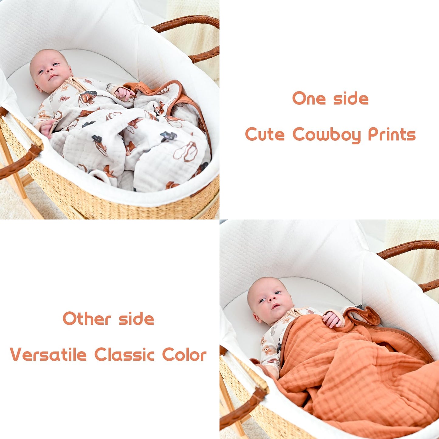 LollyBanks Manta de muselina para bebé 100% algodón orgánico, edredón de muselina ligero, manta para niños de 6 capas 47" x 47", mantas de recepción para guardería, artículos esenciales para bebés