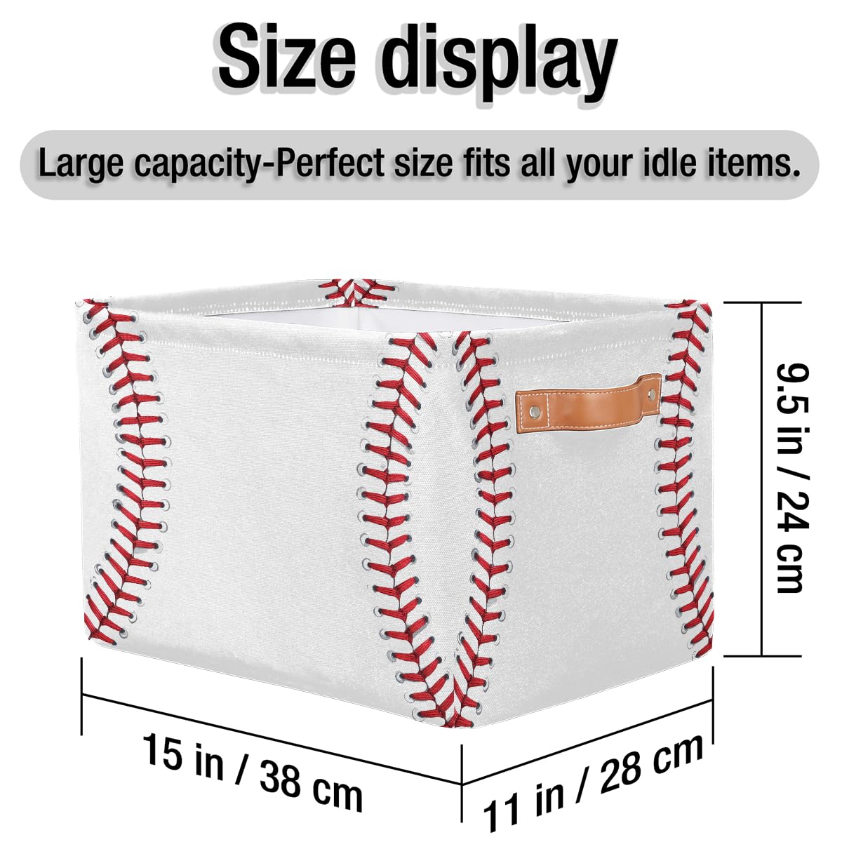 Seulife - Cesta de almacenamiento plegable con patrón abstracto de béisbol, organizador grande, plegable, cubos de almacenamiento de juguetes con asas para cuarto de baño, guardería, guardería, armario, 1 paquete