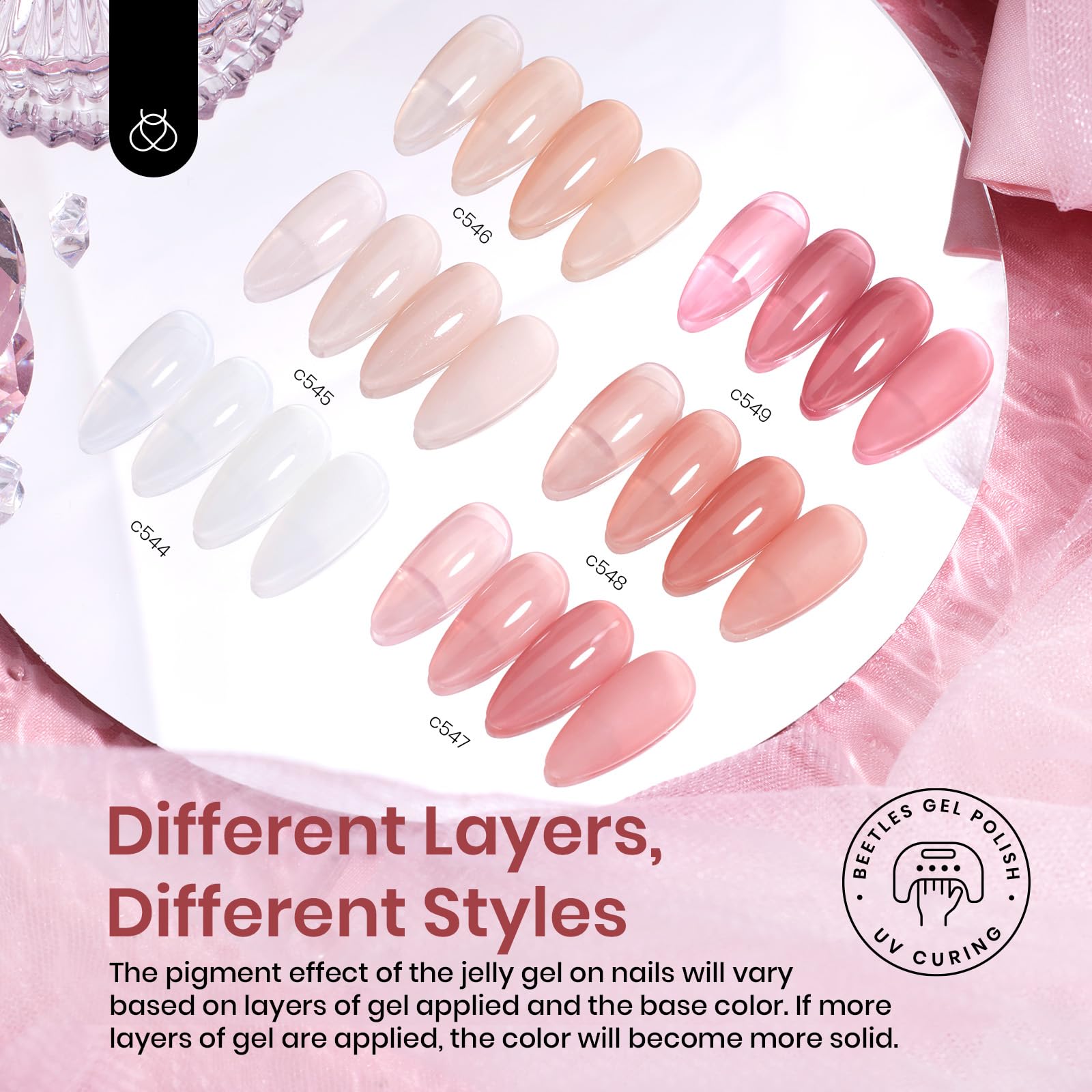 Beetles No Wipe Gel Top Coat y Base Coat Set, Soak Off LED Clear Gel Base Top Gel Glossy Shine Finish Base de esmalte de gel de larga duración y Top Coat Gel Lamp Nails Art DIY Home