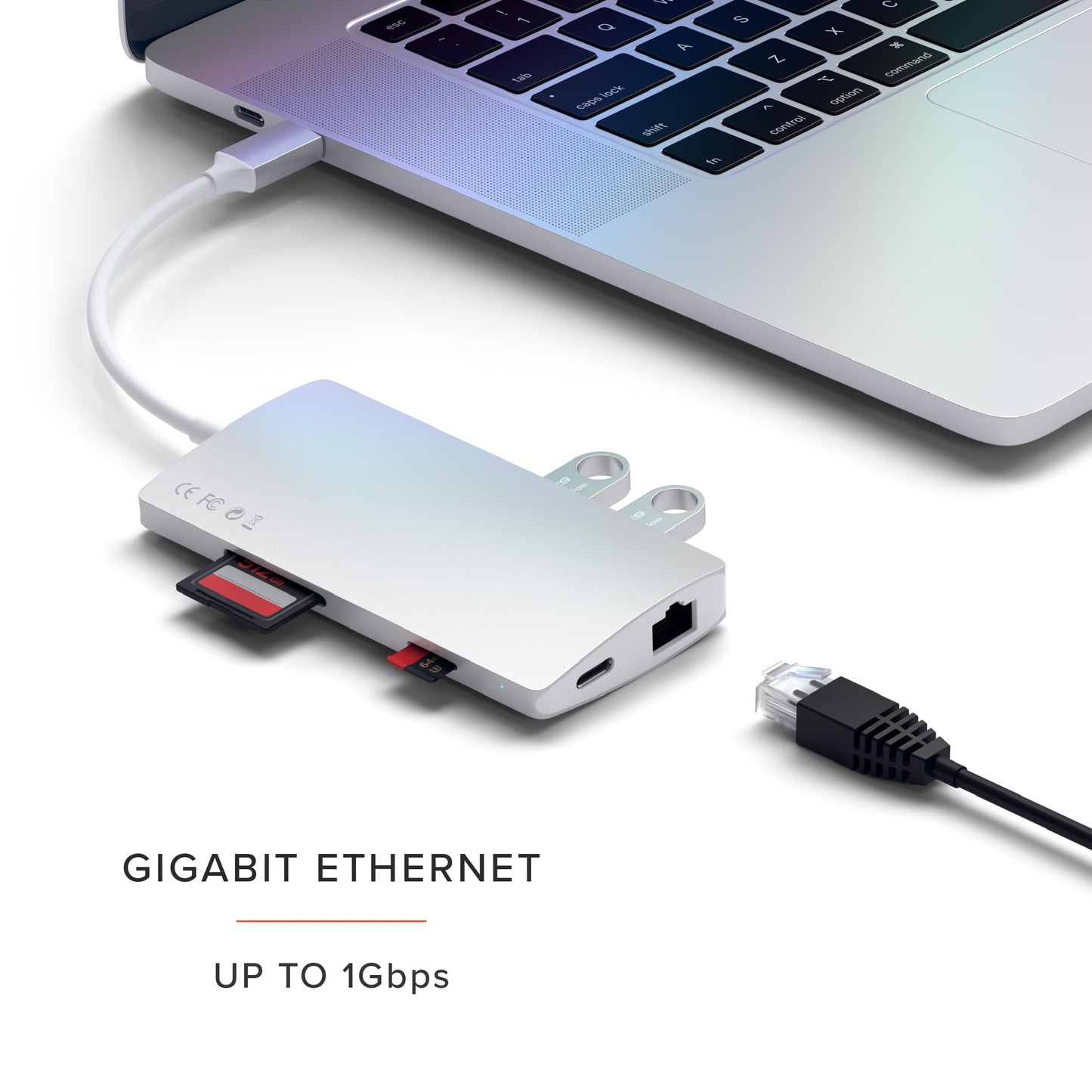 SATECHI Adaptador multipuerto 8 en 1 USB C V2, HDMI 4K, Carga USB C PD de 115 W, 3 Puertos USB-A, Ethernet, Lector de Tarjetas Micro/SD, para portátil, MacBook Air/Pro M4, iPad, Windows - Plateado