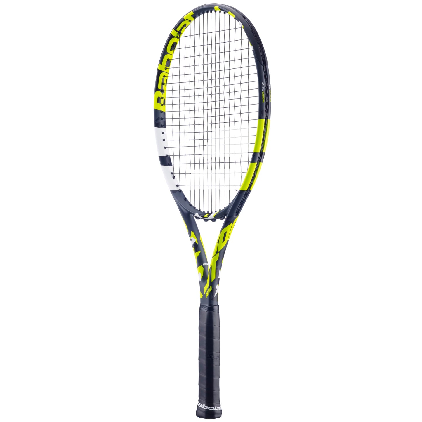 Babolat Boost Aero - Raqueta de Tenis Amarilla (Agarre de 4 1/4 Pulgadas) con Tripa Blanca Syn a tensión de Rango Medio