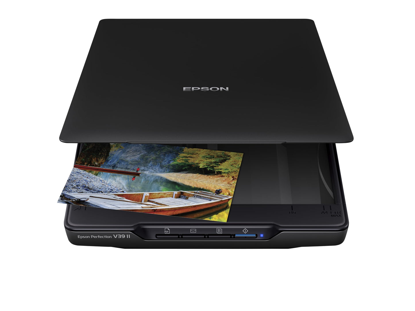 Escáner Plano Epson Perfection V39 II a Color Resolución 4800 PPP Tapa Extraíble Alta para Escaneo a la Nube USB