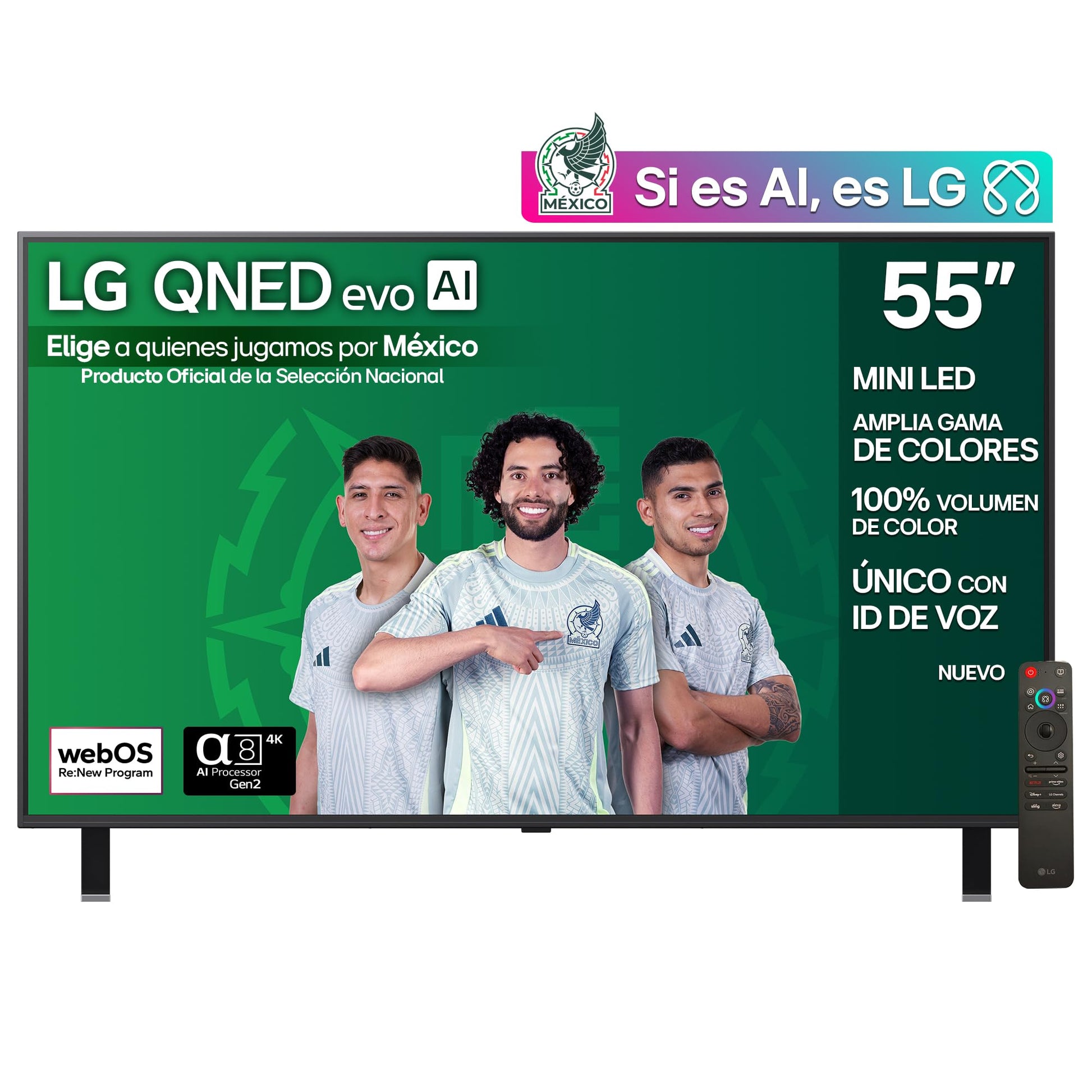 LG Pantalla 55 Pulgadas QNED EVO AI QNED85 4K Smart TV webOS 2025 55QNED85ASG |Sistema Operativo webOS | Identificación de Voz AI | 120Hz| Dynamic QNED Color | Dolby Atmos Channels | FreeSync