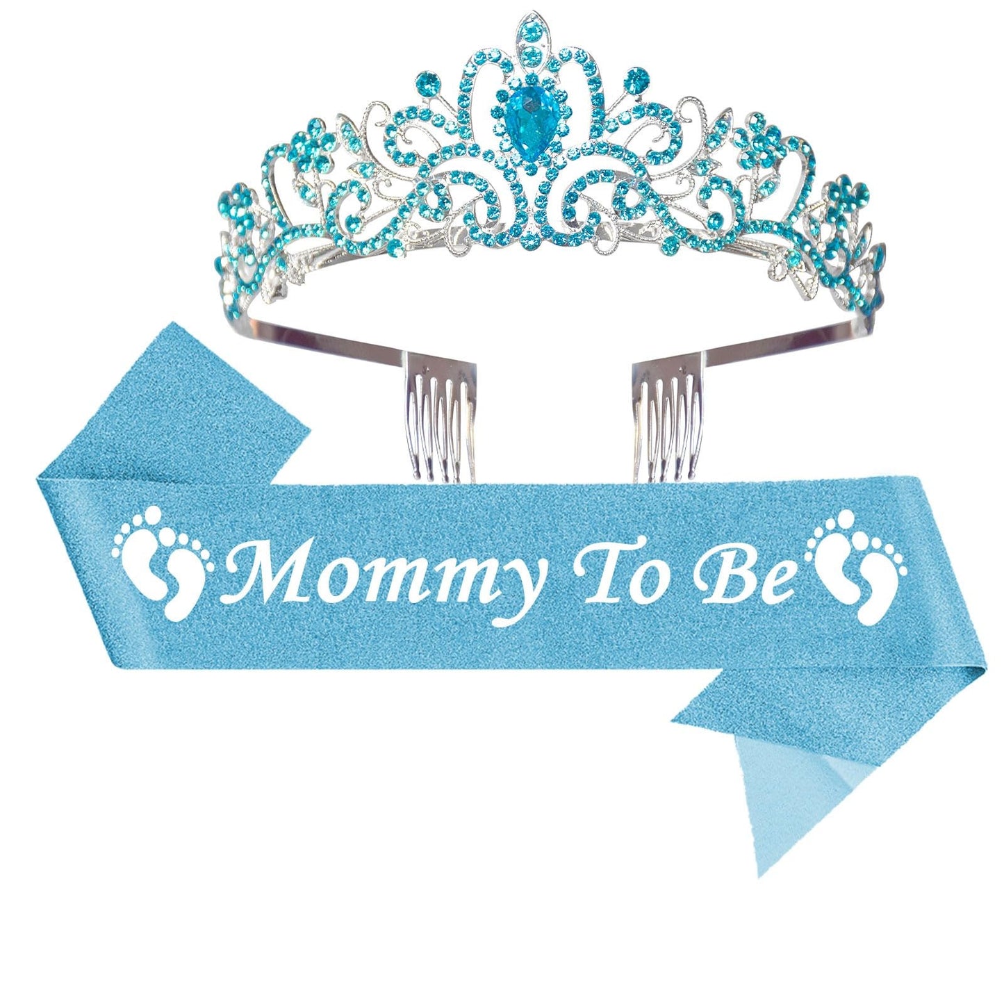 Insignia de hojalata Mommy to be 3 unidades, una mamá para ser y 2 Insignia de abuela para ser azul, y mamá para ser azul con purpurina con corona para baby shower para niño, revela el género para