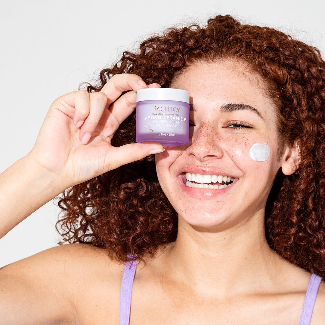 Pacifica Crema facial para reparación de barreras de cerámica vegana, crema hidratante diaria, crema hidratante, aprobada por la asociación ecezma, segura para pieles sensibles, sin fragancia, 100% vegana + libre de crueldad