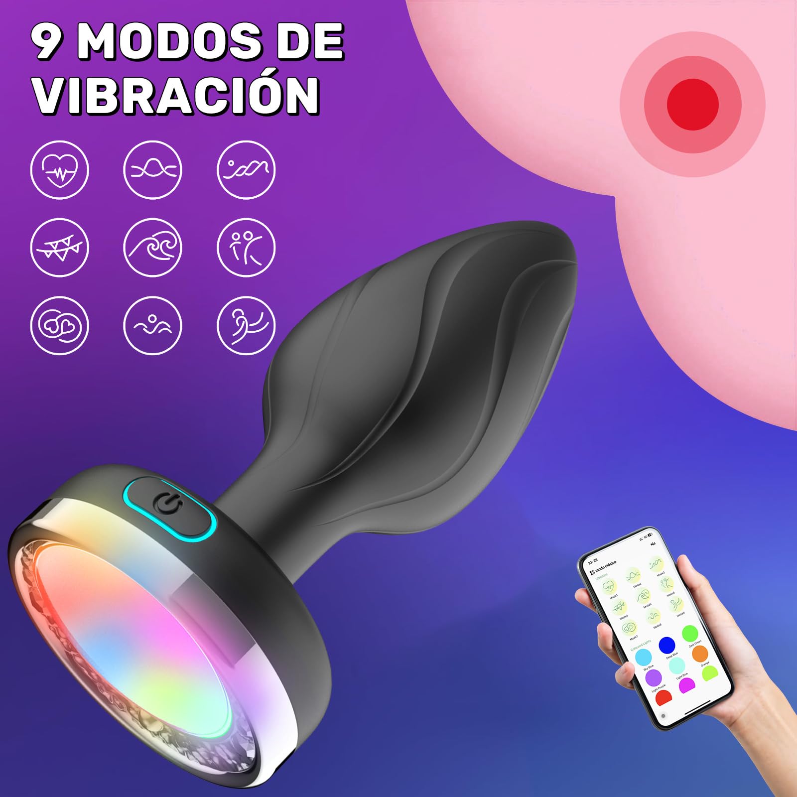 Vibrador Anal ZEZELIFE Negro Control por APP Inteligente con 9 Modos para Mujer y Hombre