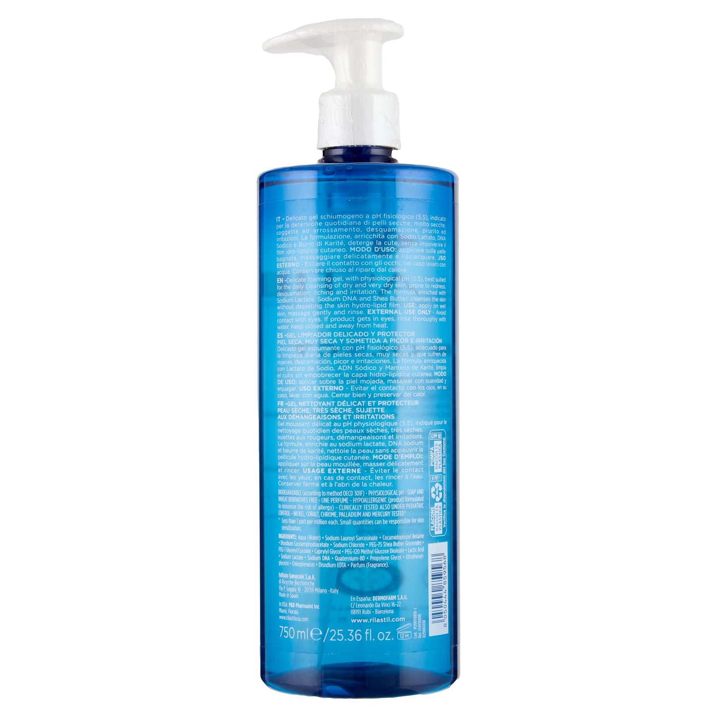 Rilastil Xerolact - Gel Limpiador Reparador para Piel Seca con Tendencia al Rascado e Irritación, 750 Mililitros