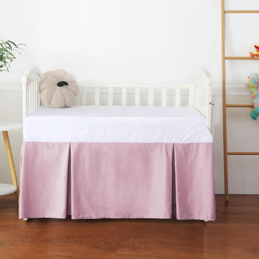Falda para cuna, 100% algodón egipcio de 400 hilos, suave y transpirable, para bebés, niños y niñas, 52 x 28 pulgadas, con falda de cama de cuna de 14 pulgadas, resistente a la decoloración (rosa sólido)