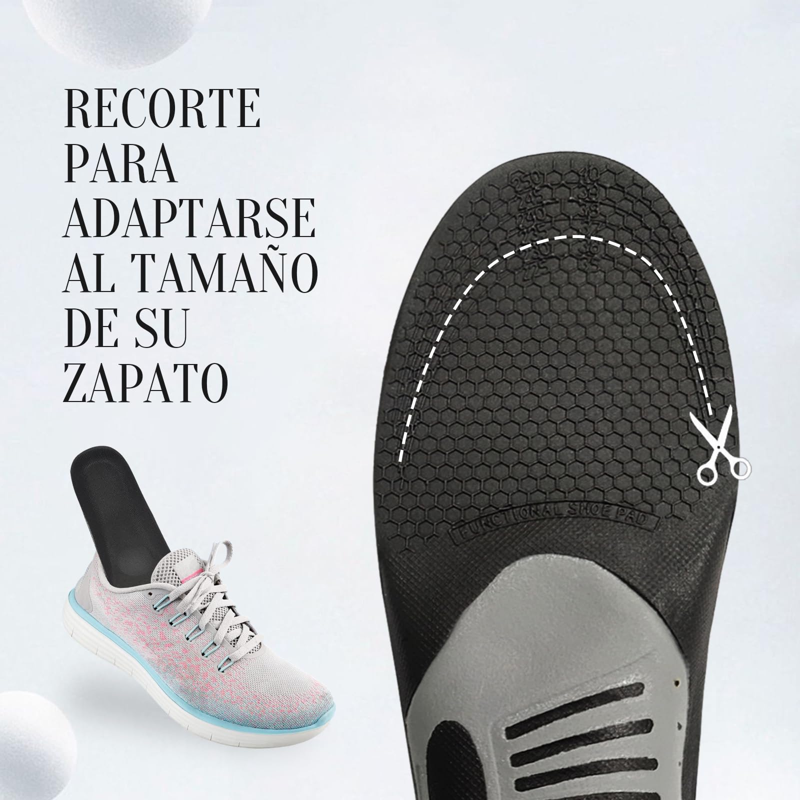 Plantillas Ortopédicas Para Fascitis Plantar, Confort, Anti Fatiga, Negro, Para Hombre y Mujer