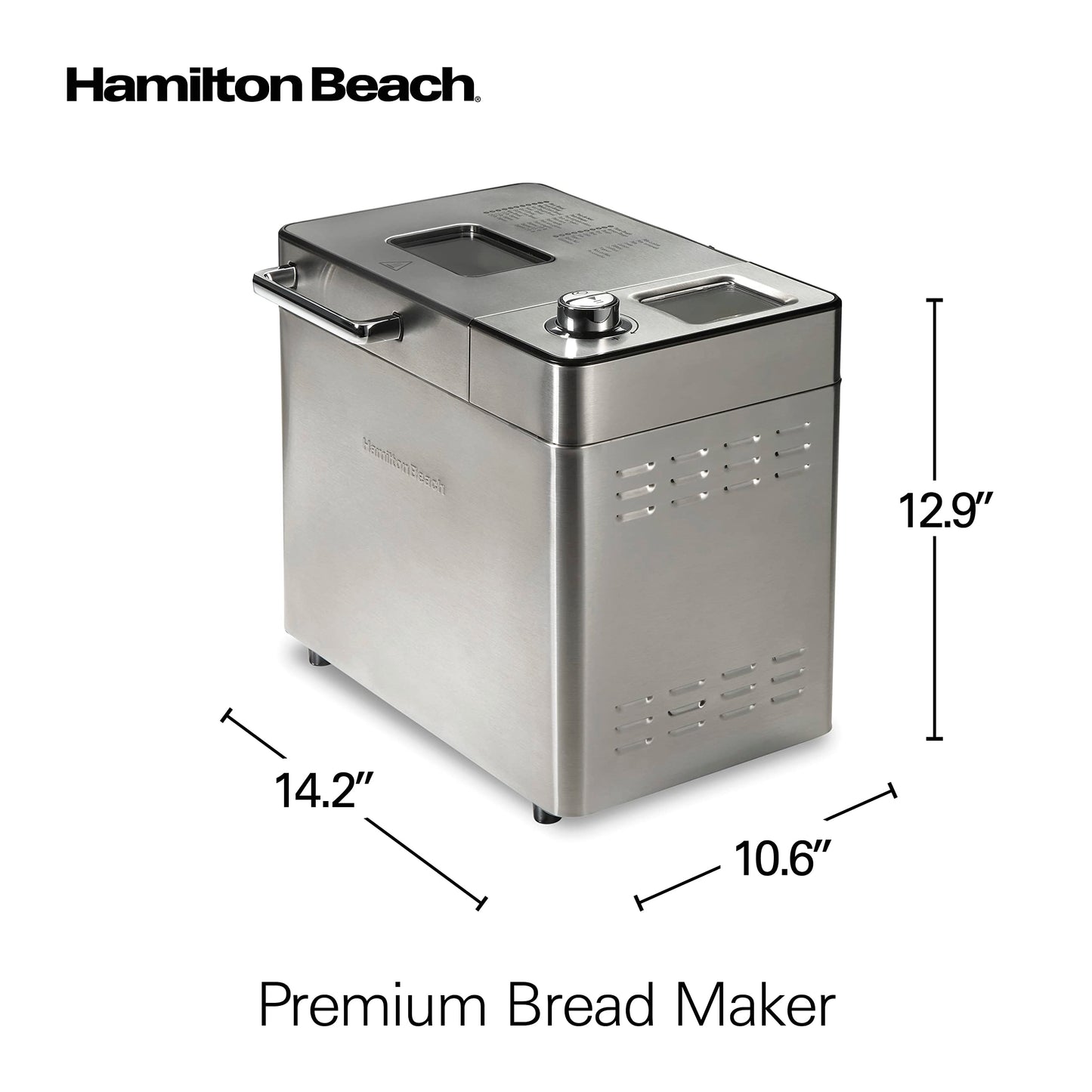 Hamilton Beach 29890 Máquina para hacer masa y pan de primera calidad con dispensador automático de frutas y nueces, 2 libras Capacidad de pan, 21 ajustes programables, incluye sin gluten y ceto