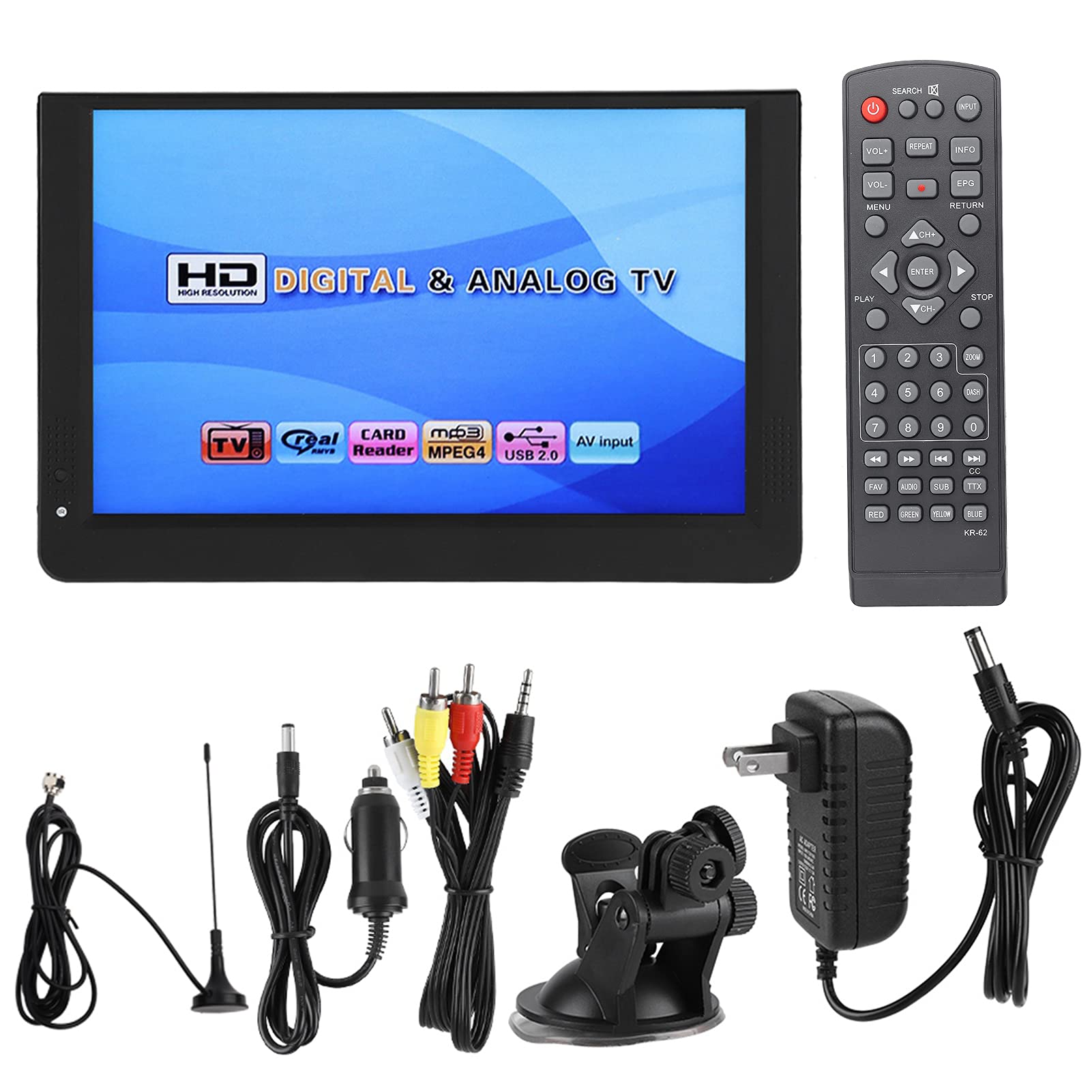 Dpofirs TV Portátil de 12 Pulgadas con Antena, TV Pequeña con TV Digital ATSC para Viajes en Coche de Camping, Televisión Digital de 1080P para Interiores Y Exteriores
