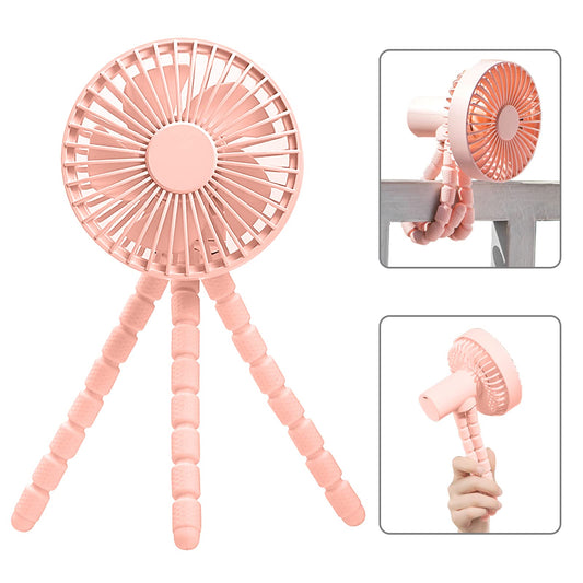 CALDERON - Ventilador Portátil,3 Velocidades,Ventilador de Cochecito Portátil,Ventilador de Escritorio Personal,Ventilador de Mano con Carga USB para Exteriores,Oficina,Viajes (Rosa)