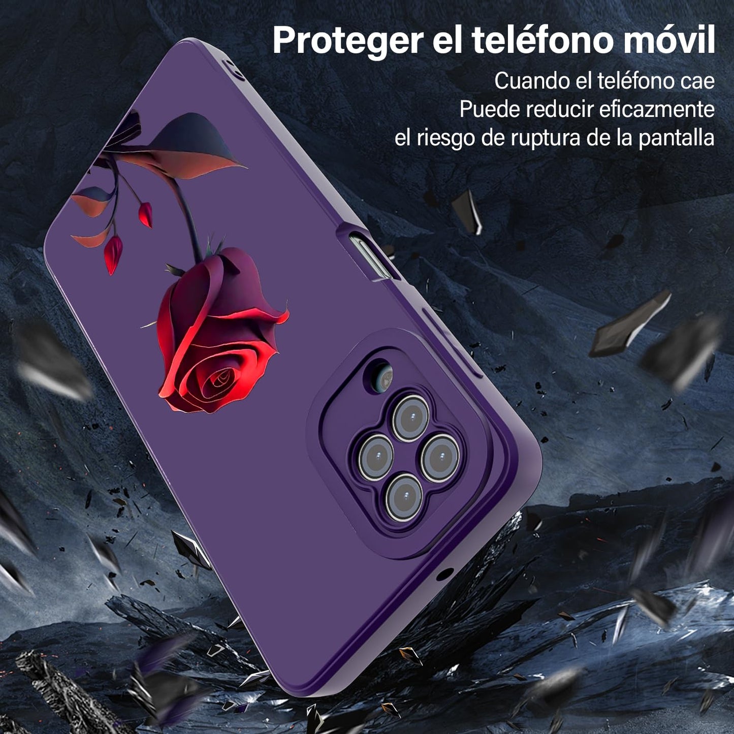 Threehao Funda para Samsung Galaxy A22 4G Case Uso Rudo, Ultra Delgado Flexible Silicona Púrpura Carcasa con Aesthetic Dibujos Flores, Antigolpes Anti-arañazos Protectora