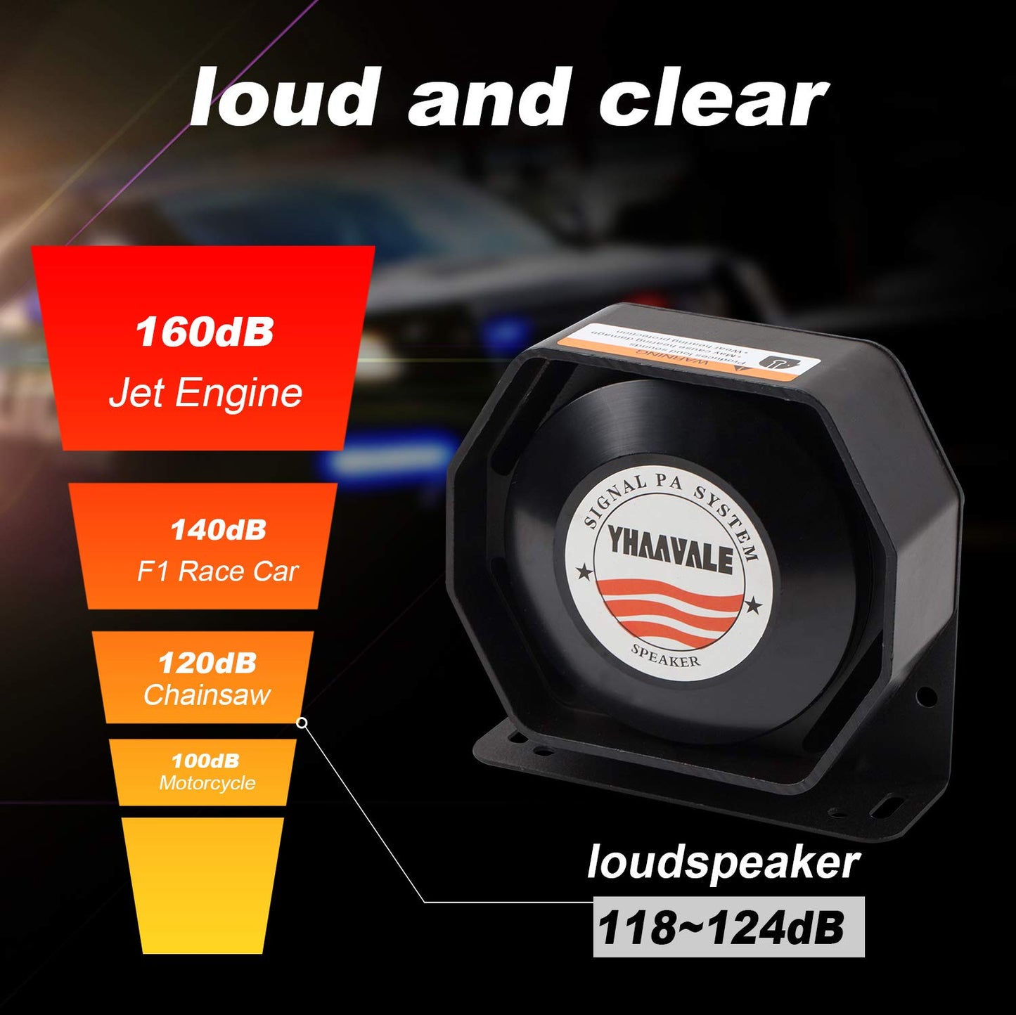 Amplificador YHAAVALE Octágono Ultra Limo DC12V 100W Multitonos con Altavoz de Micrófono y Sistema PA Electrónico