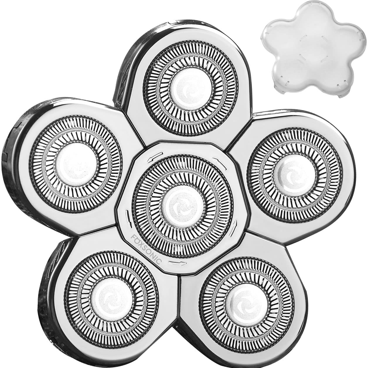 FOXSONIC Silvery - Cabezales de repuesto para afeitadora eléctrica para hombre, cabeza de repuesto de 6 cuchillas