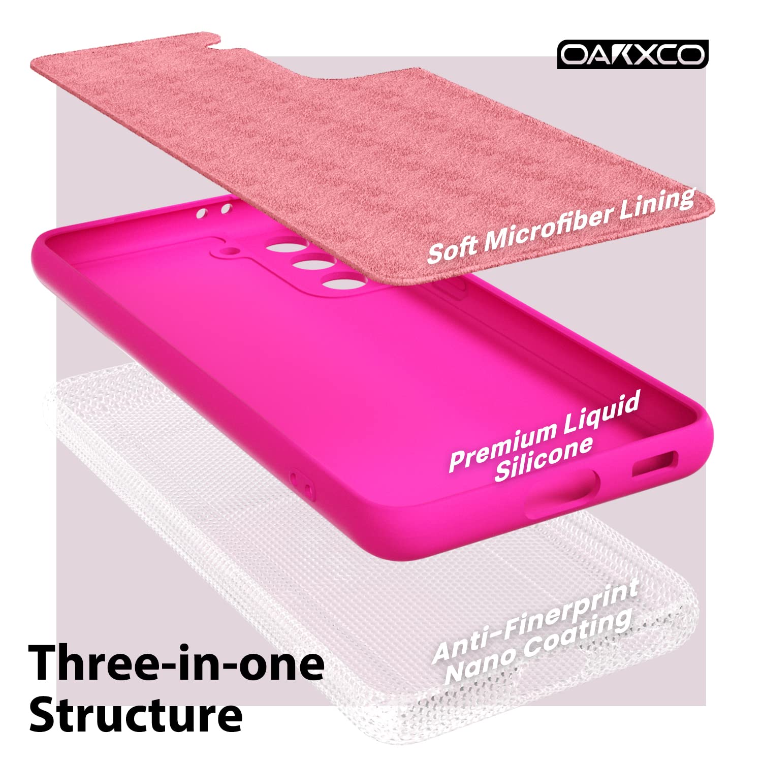 oakxco - Funda de silicona líquida para Samsung Galaxy S22 Plus, color sólido fluorescente, delgada, de goma suave, de TPU suave, de gel suave, para mujeres y niñas, color rosa fucsia